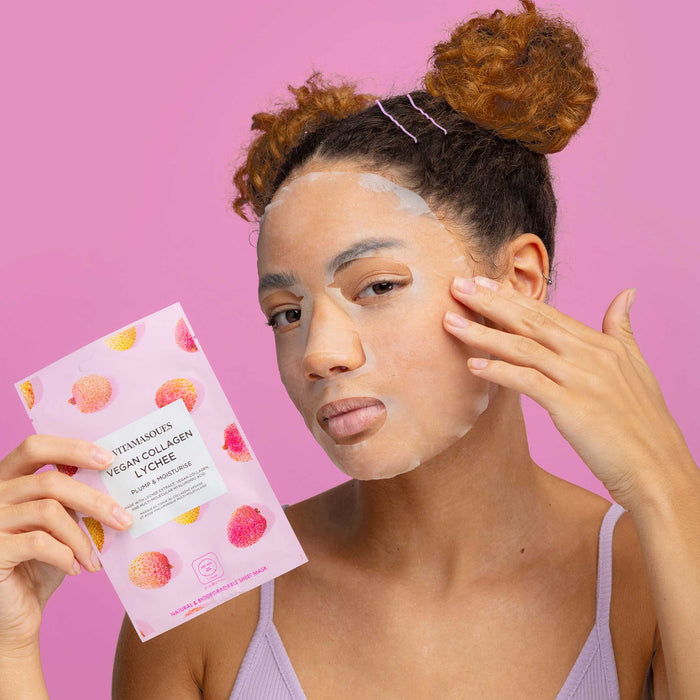 The Vegan Collagen Lychee Face Sheet Mask