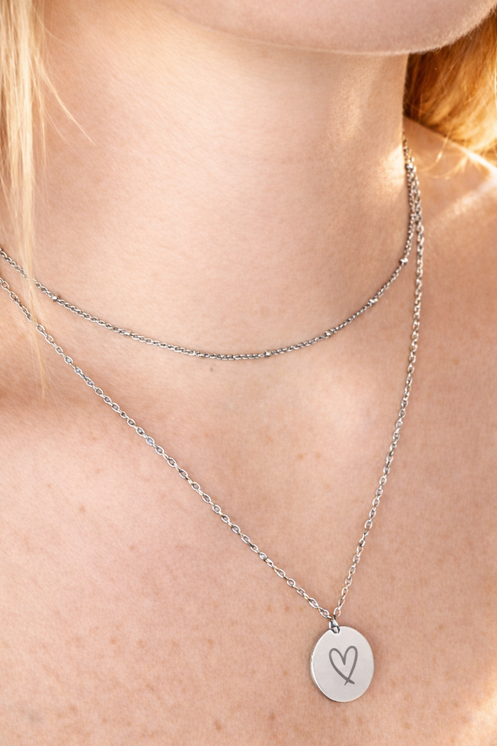 The Engraved Heart on Layered Pendant Necklace