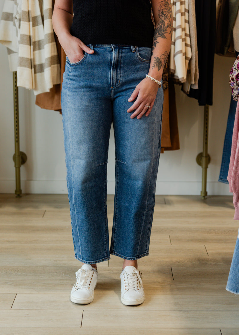 The High Rise Barrel Leg Jeans