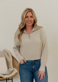 The Doritta Cable Zip Pullover