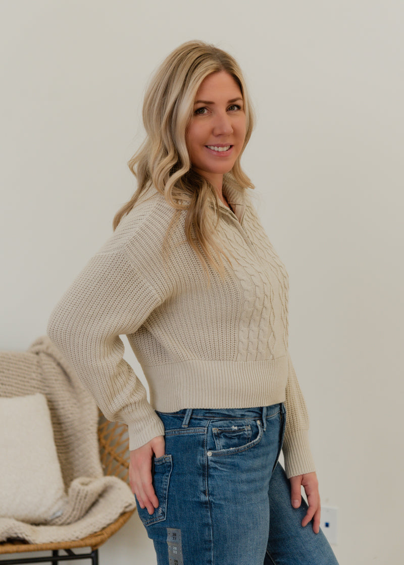 The Doritta Cable Zip Pullover