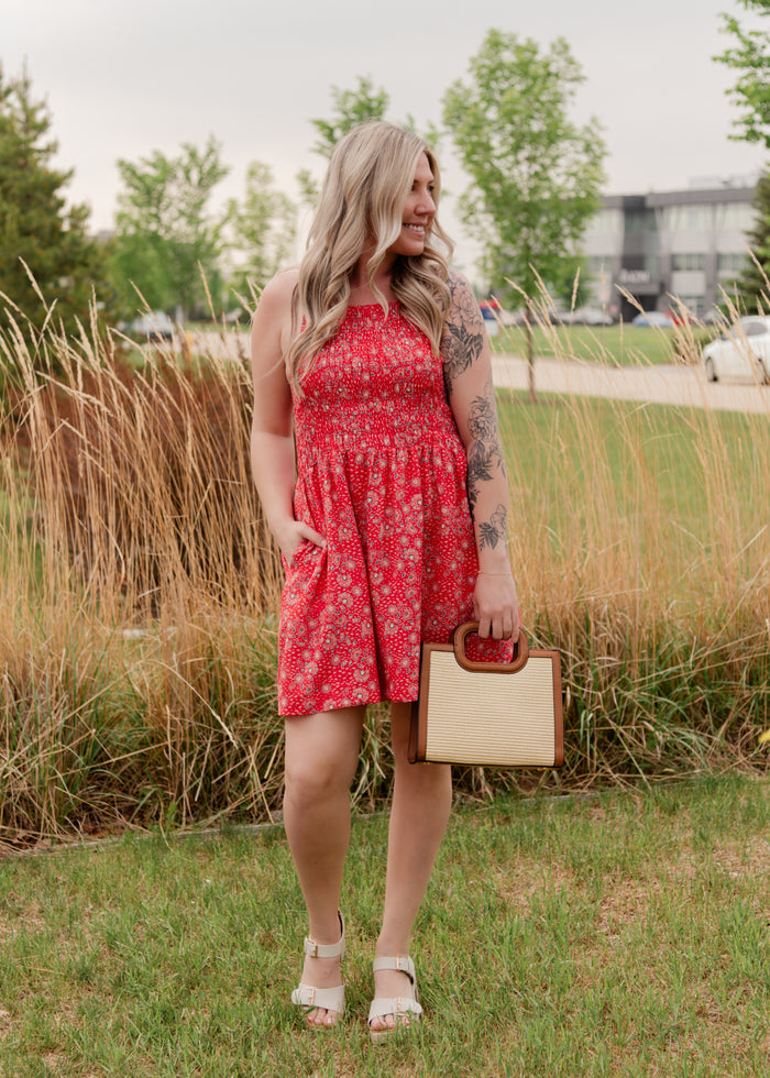 The Firecracker Shirred Mini Dress