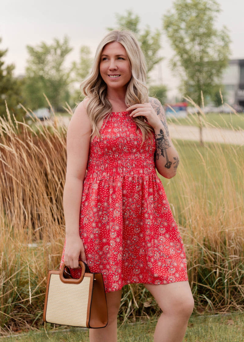 The Firecracker Shirred Mini Dress