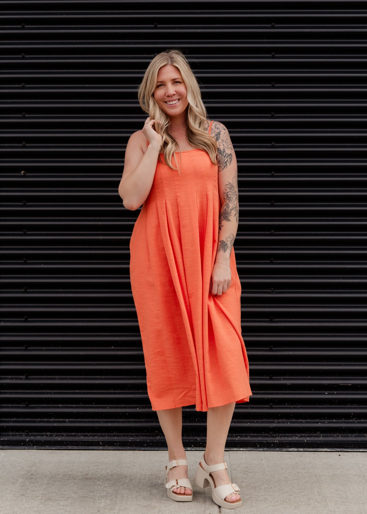 The Good Day Pleated Midi Dress