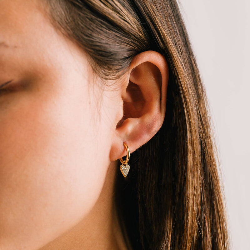 The Flutter Heart Huggie Drop Hoop Earrings