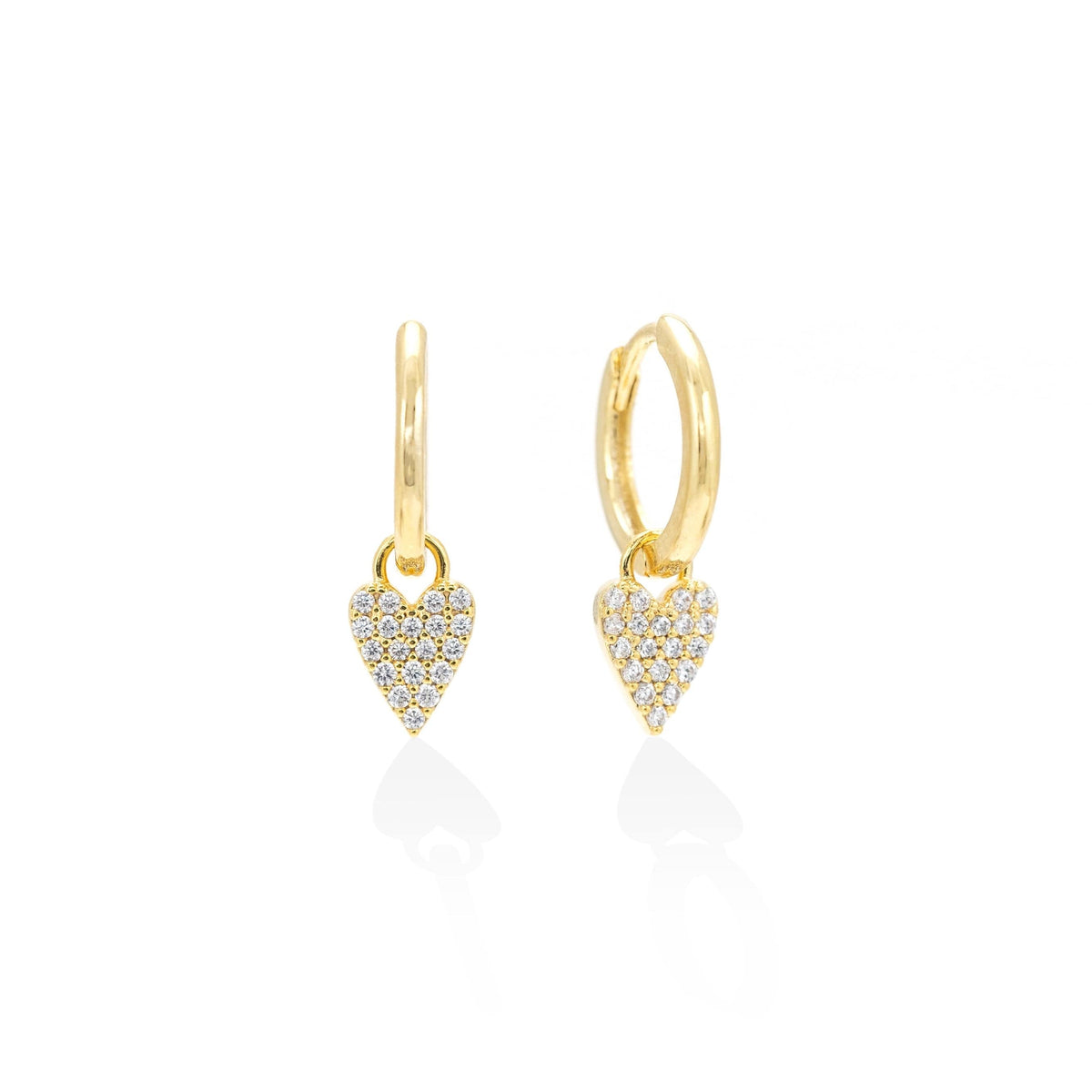 The Flutter Heart Huggie Drop Hoop Earrings