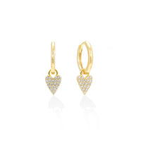 The Flutter Heart Huggie Drop Hoop Earrings