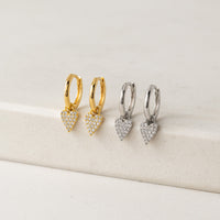 The Flutter Heart Huggie Drop Hoop Earrings
