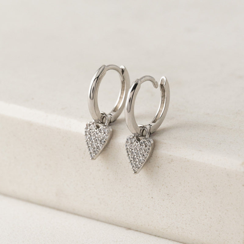 The Flutter Heart Huggie Drop Hoop Earrings