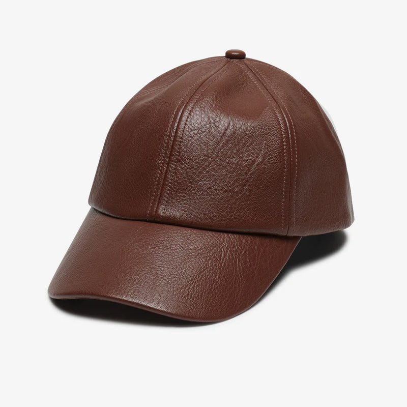 The Hailey Leather Ball Cap Cognac