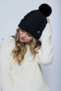 Marshmallow Cable Lined Beanie