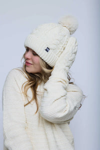 Marshmallow Cable Lined Beanie