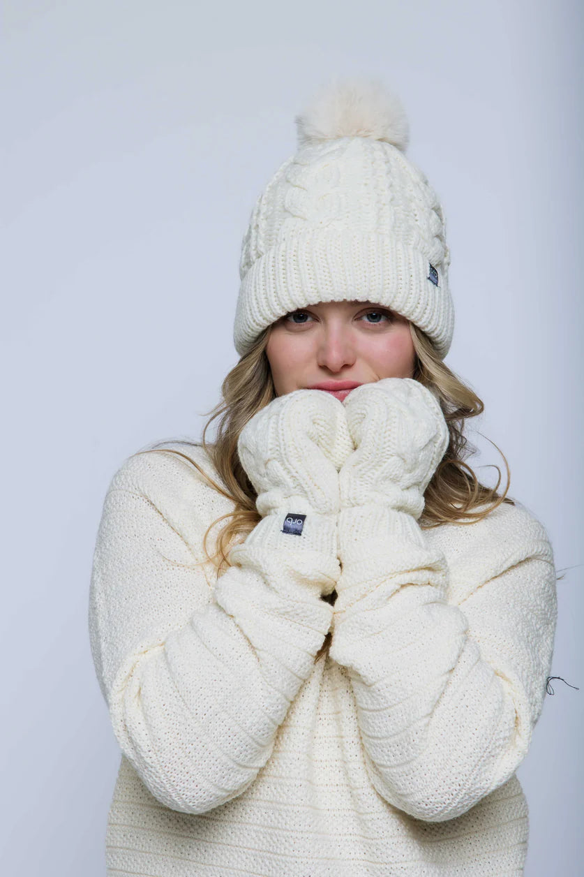 Marshmallow Cable Lined Beanie