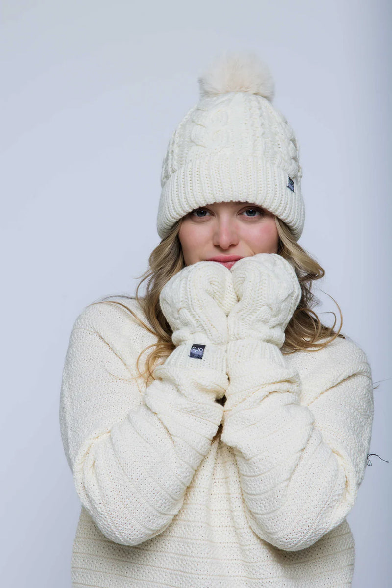 Marshmallow Cable Lined Beanie