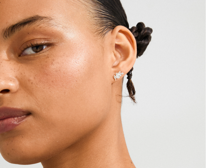 The Crystal Leaf Earrings