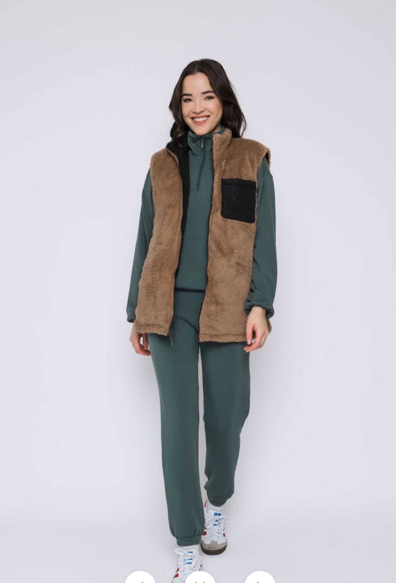 The Julie Reversible Sherpa Lined Vest