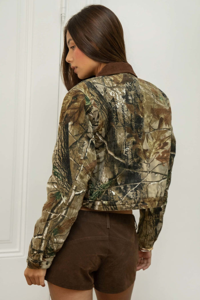 The Oaklynn Cropped Camo Jacket