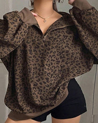 The Retro Leopard Quarter Zip Sweater