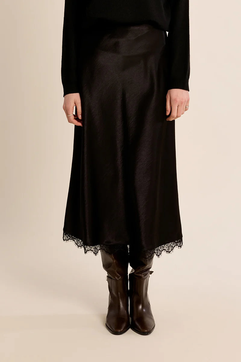 The Camile Satin Midi Skirt