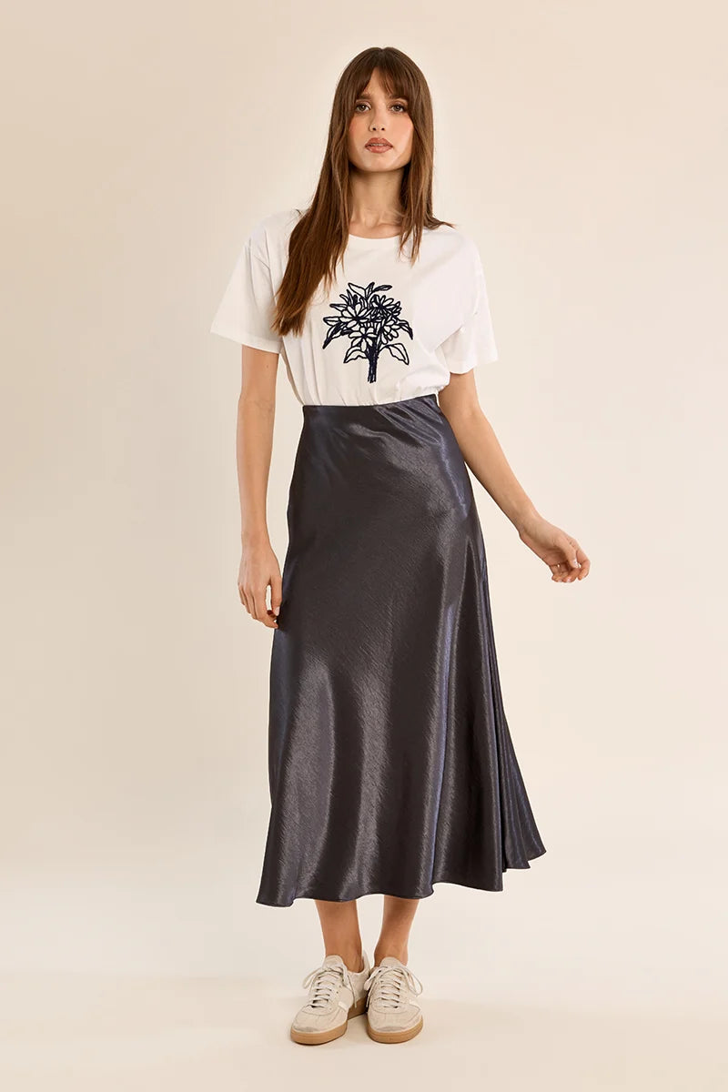 The Quinn Satin Midi Skirt